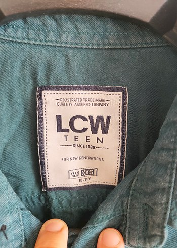 LC Waikiki petrol yeşiliDüğmeli çocuk Erkek Denim Gömlek