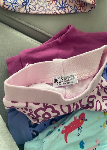 Kız Çocuk Çok Renkli Pamuklu Tayt Seti - Görsel 4