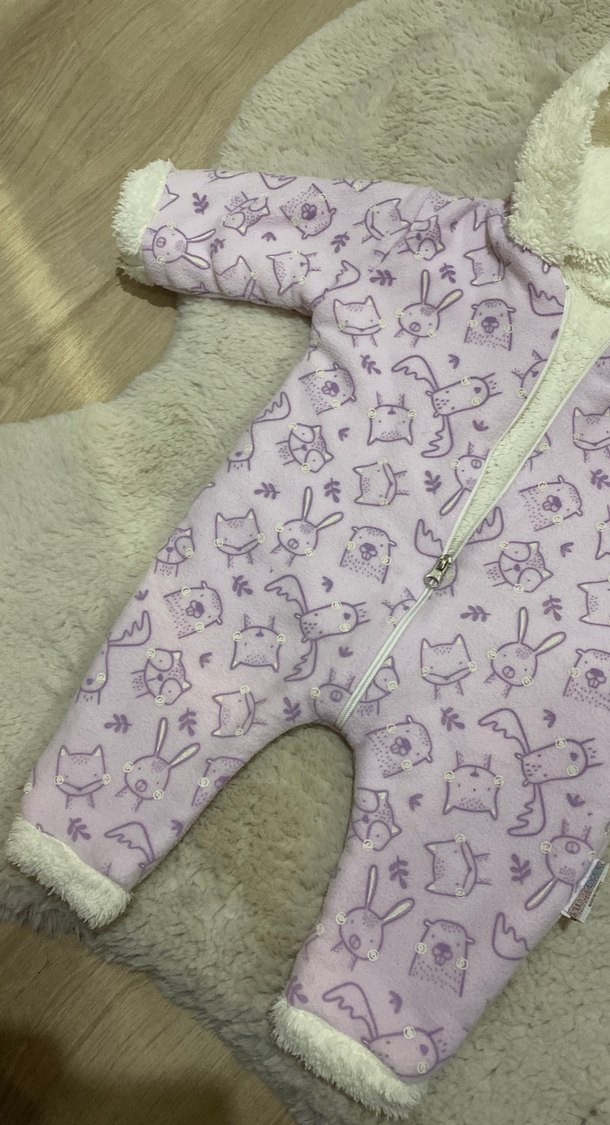 Mor Peluş Detaylı Bebek Tulumu - Görsel 2