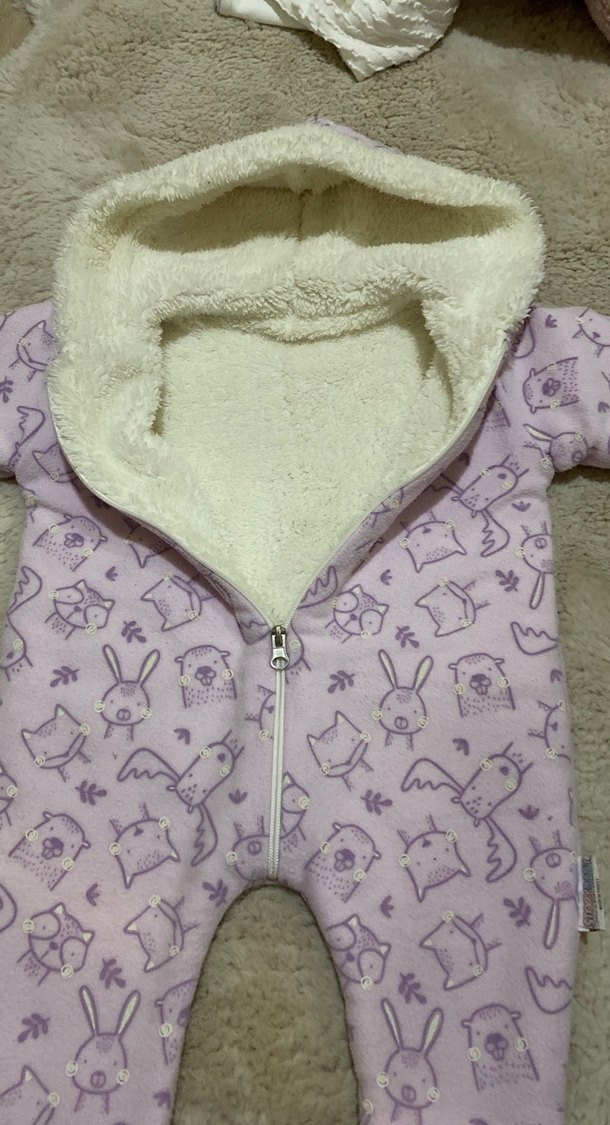 Mor Peluş Detaylı Bebek Tulumu - Görsel 3