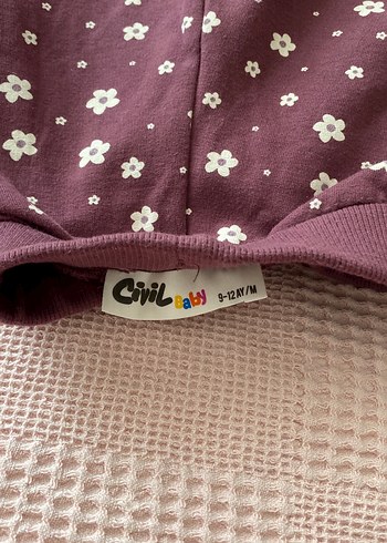 Mor Çiçek Desenli Uzun Kollu Bebek Takımı - Görsel 3