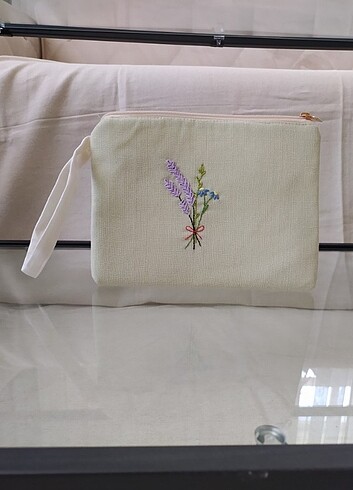 Su yeşili Nakışlı clutch 