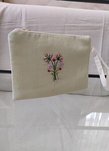 Zara Su yeşili Nakışlı clutch