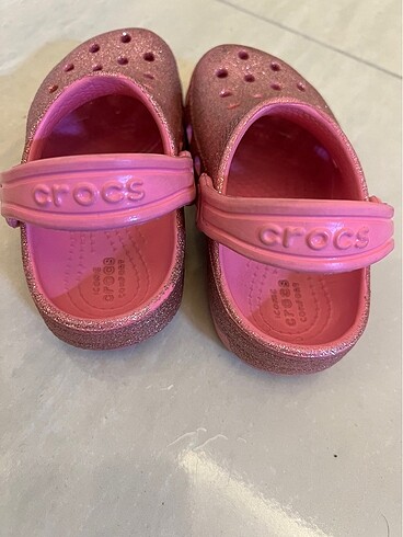 24 Beden pembe Renk Crocs glitter(simli) orjinal çocuk terliği