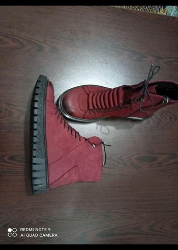 Bordo süet Kadın Bot hakiki deri - Görsel 2