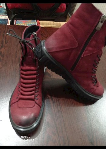 Bordo süet Kadın Bot hakiki deri - Görsel 4