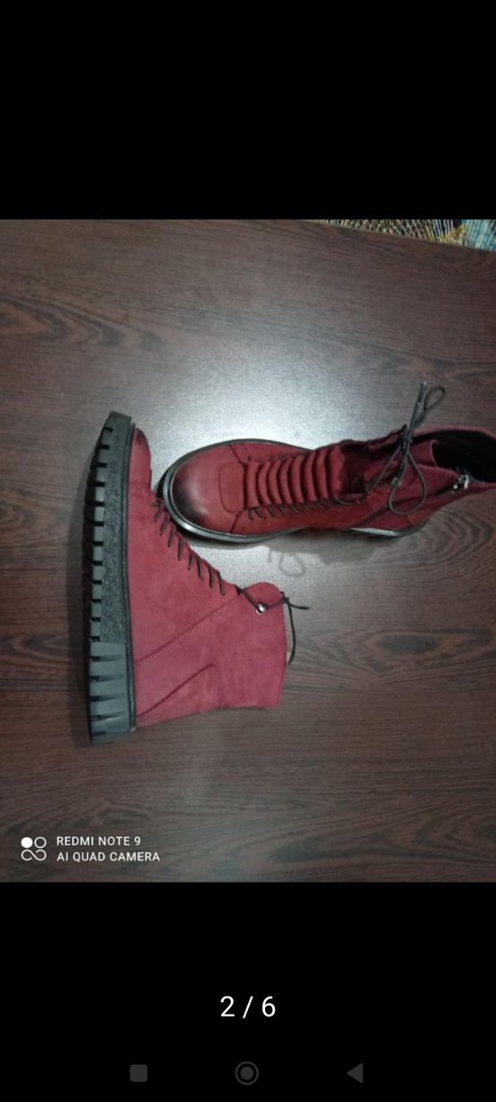 Bordo süet Kadın Bot hakiki deri - Görsel 2