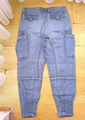 Kadın Gri Mavi Kuşaklı Midi Kot Pantolon - Görsel 2