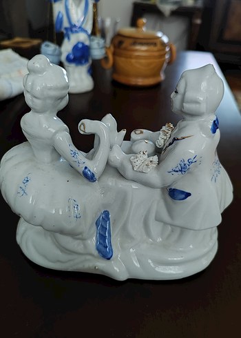 Beyaz Mavi Desenli Çift Figürlü Biblo - Görsel 2