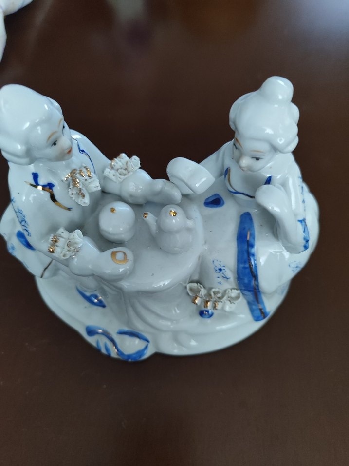 Beyaz Mavi Desenli Çift Figürlü Biblo - Görsel 4