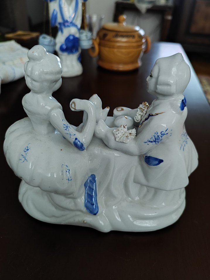 Beyaz Mavi Desenli Çift Figürlü Biblo - Görsel 2