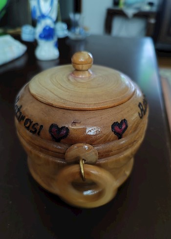 Bej Parlak Ahşap şekerlik - Görsel 2