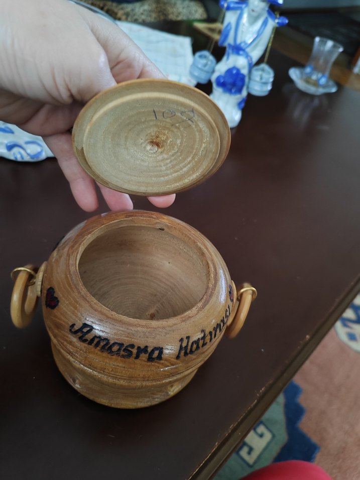 Bej Parlak Ahşap şekerlik - Görsel 3