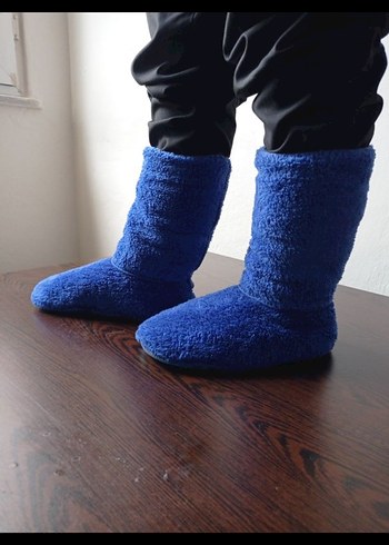 Mavi Sıcak polar Ev panduf - Görsel 2