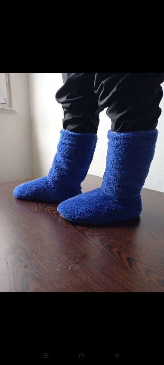 Mavi Sıcak polar Ev panduf - Görsel 2