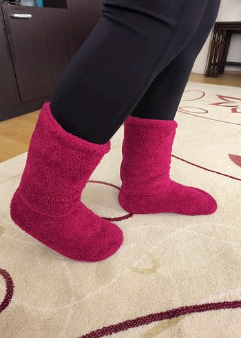 Kızlar için Pembe Sıcak Triko Terlik - Görsel 2