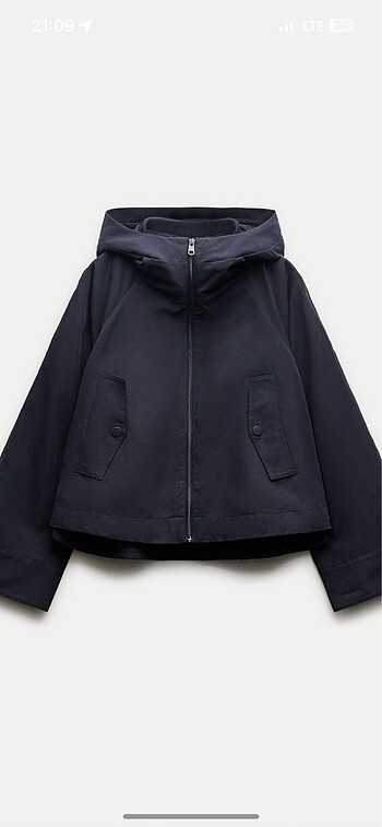Zara kapüşonlu lacivert parka