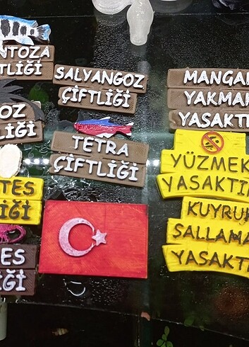 Akvaryum için komik tabelalar (4 adet)