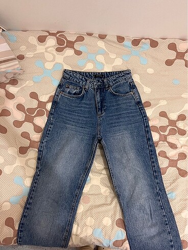 xs Beden mavi Renk Mavi yüksek bel straight jean