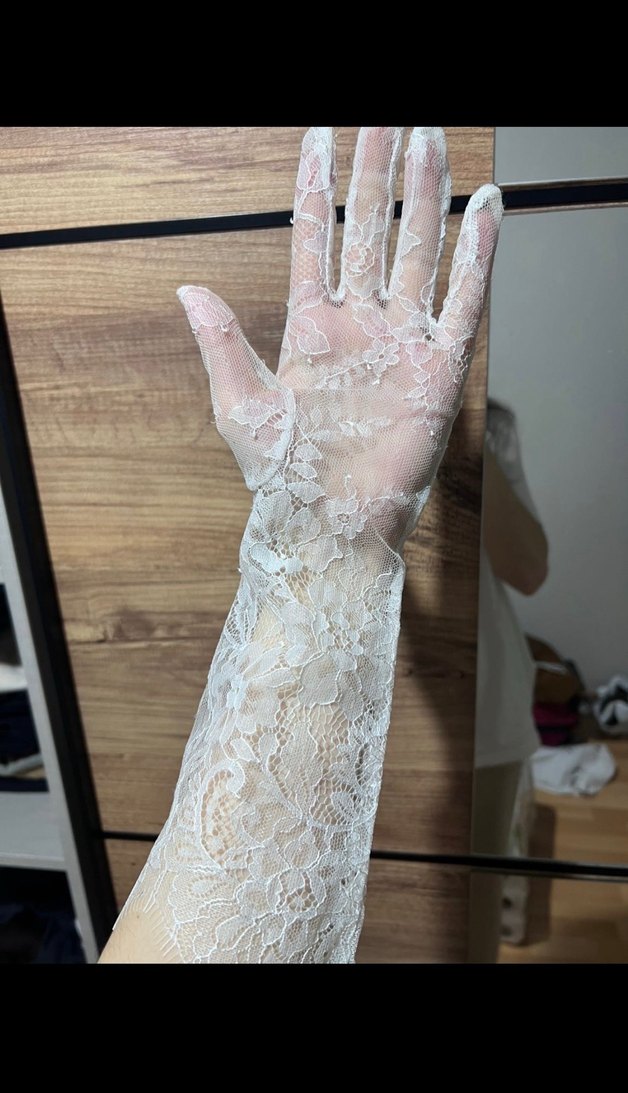 Vakko Kadın Beyaz Dantel Vintage Eldiven - Görsel 4