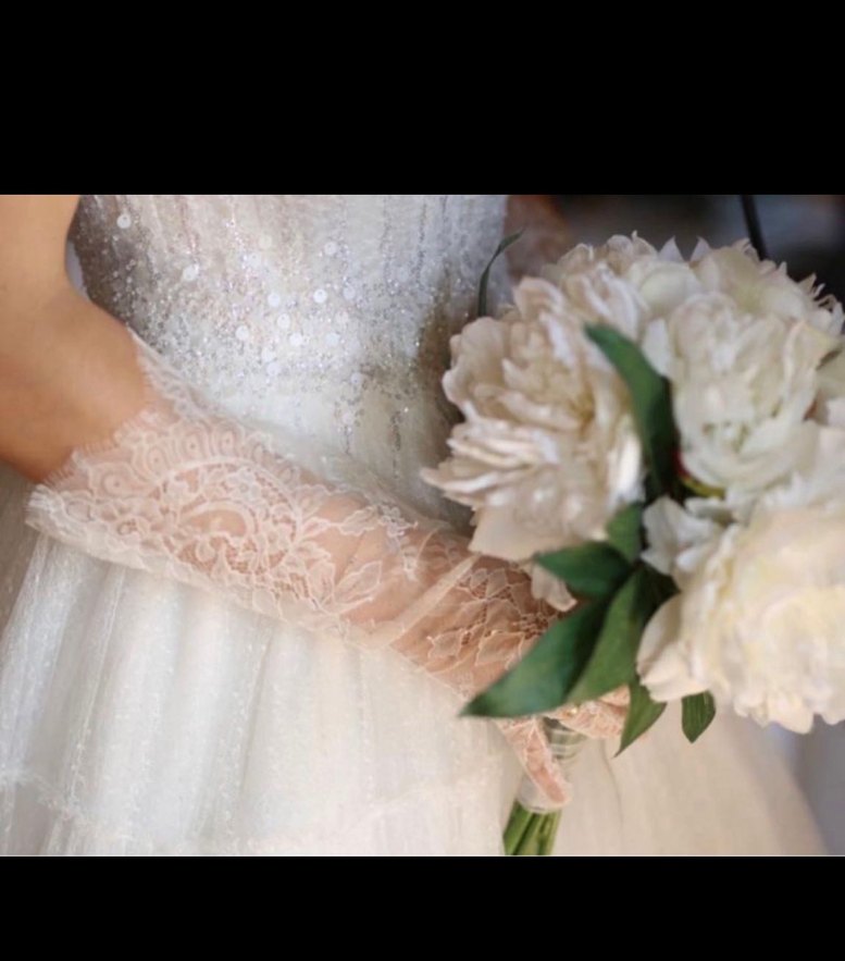 Vakko Kadın Beyaz Dantel Vintage Eldiven - Görsel 2