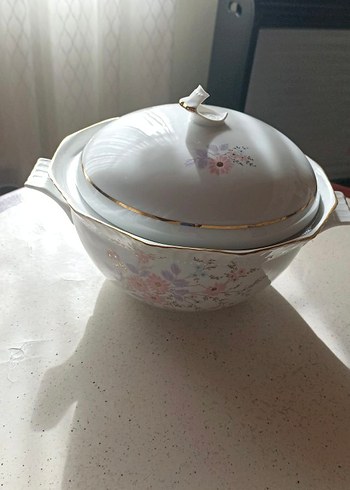 Beyaz Pastel Desenli Porselen Tencere - Görsel 6