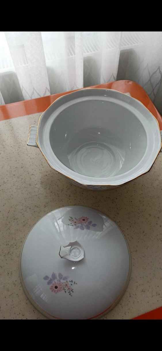 Beyaz Pastel Desenli Porselen Tencere - Görsel 2