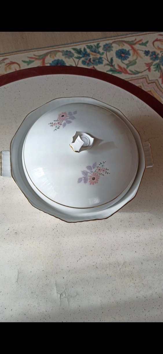 Beyaz Pastel Desenli Porselen Tencere - Görsel 5