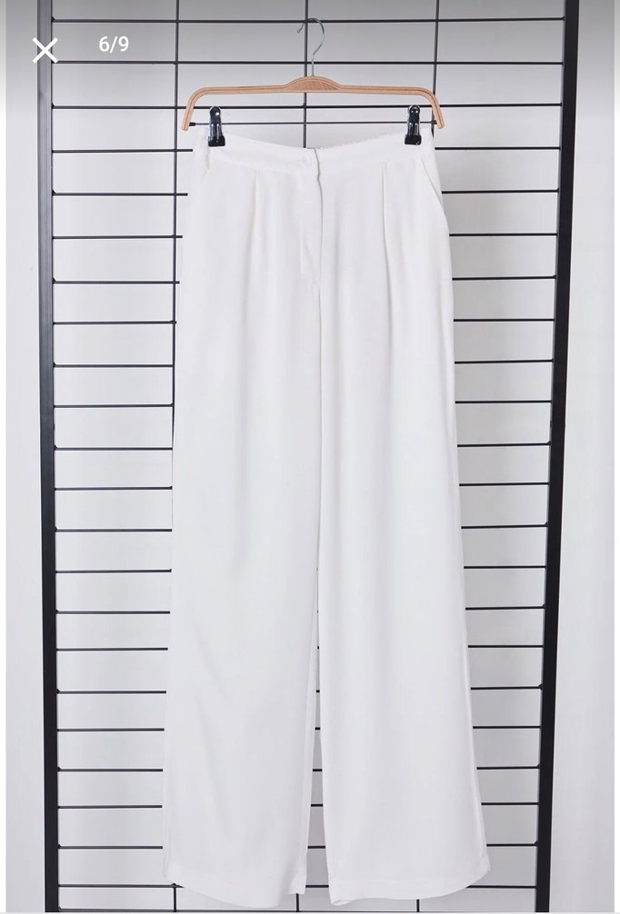 Beyaz Keten Kadın Pantolon - Görsel 2