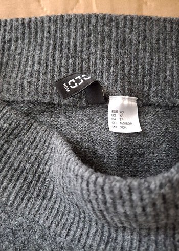 Gri Triko Kadın Kazak, Bisiklet Yaka, Salaş - Görsel 2