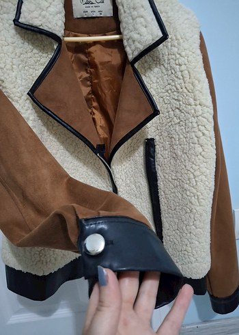 Kürklü Kahverengi Süet Kısa Kadın Ceket - Görsel 2