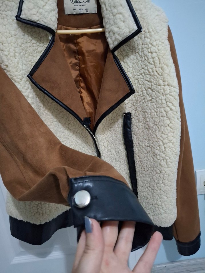 Kürklü Kahverengi Süet Kısa Kadın Ceket - Görsel 2