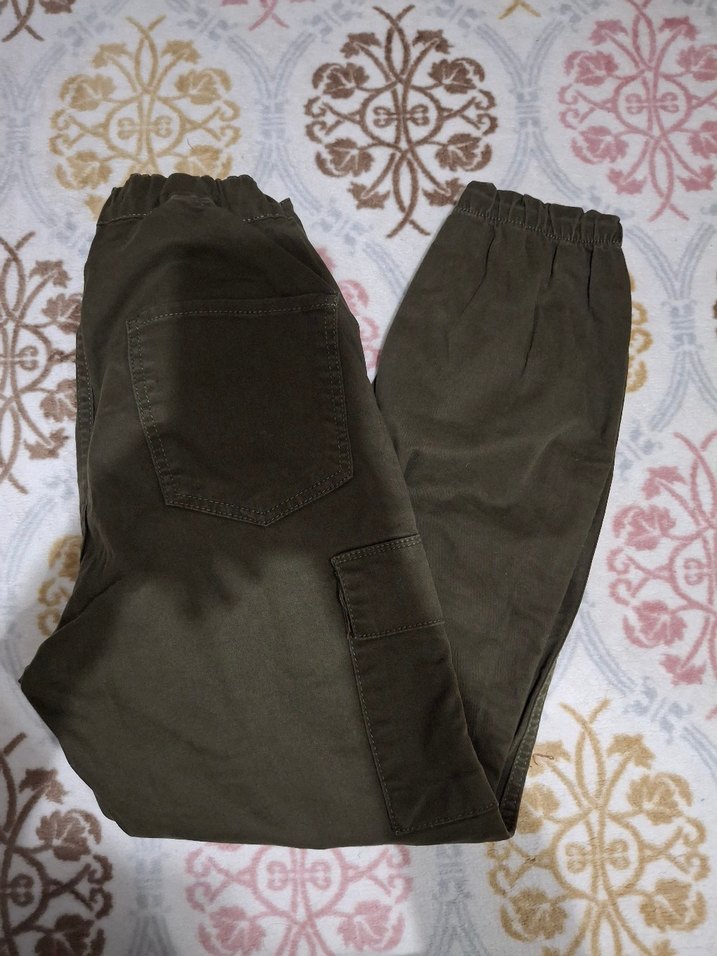 Kadın Haki Kamuflaj Kemerli Kumaş Pantolon - Görsel 2