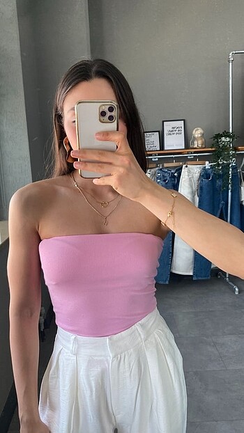 Bershka Pembe crop straplez