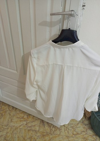 Beyaz Pamuklu Düğmeli gömlek - Görsel 3