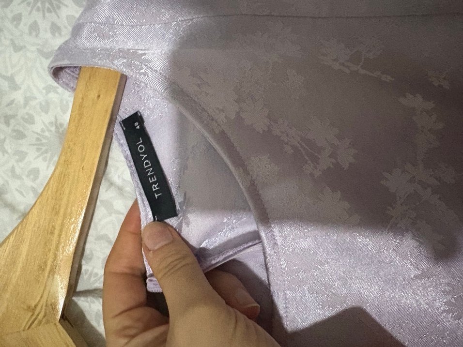 Mor Salaş Midi Elbise Drapeli Bohem - Görsel 3