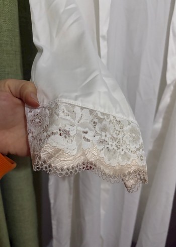 Suwen bridal sabahlik Beyaz Midi Bohem Kadın Sabahlık - Görsel 3