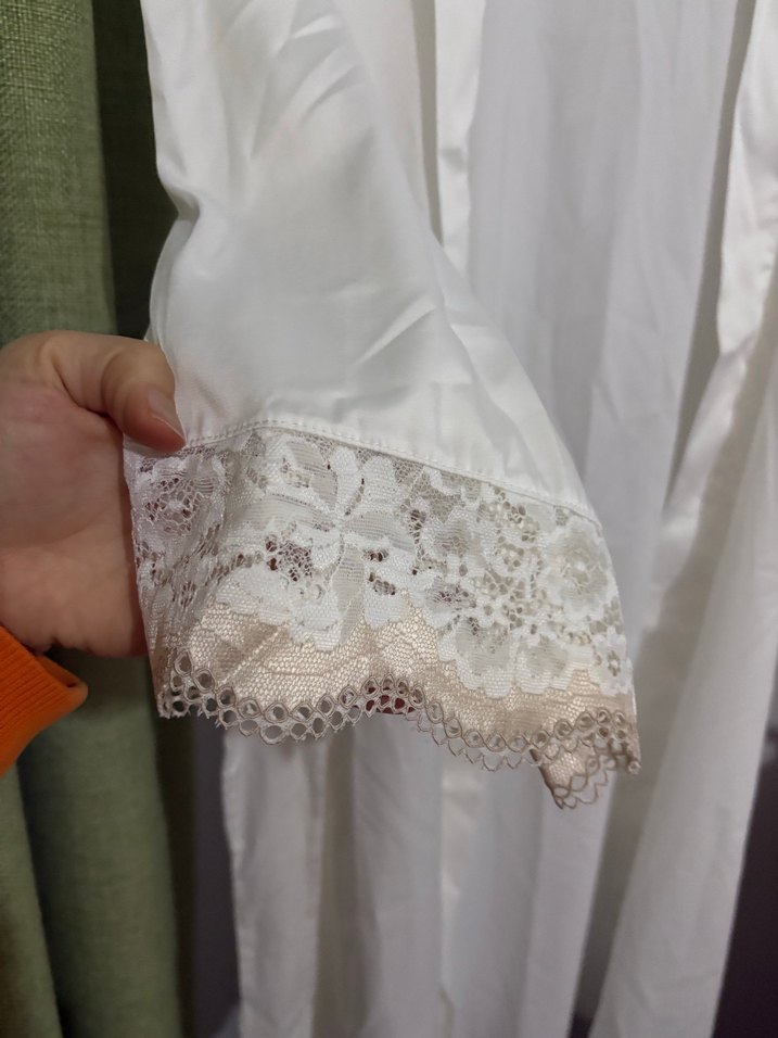 Suwen bridal sabahlik Beyaz Midi Bohem Kadın Sabahlık - Görsel 3