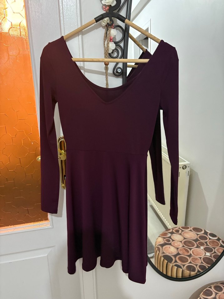 Kadın Mor  Uzun Kollu davet Elbisesi - Görsel 2