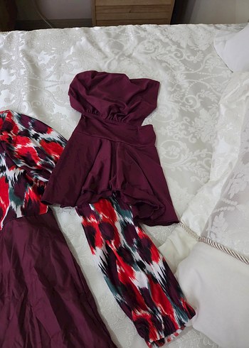 38 Beden Bordo Bağlamalı Desenli Kadın haşema