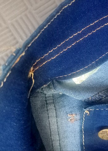 s Beden mavi Renk Düğmeli Parlak Mavi Kadın Kot Pantolon