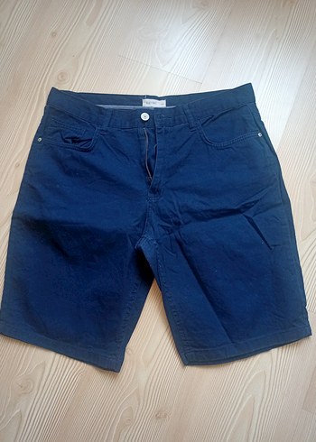 Erkek Koyu Mavi Denim Mini Şort