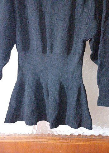 Siyah Örgü Uzun Kollu Kadın Kazak - Görsel 3