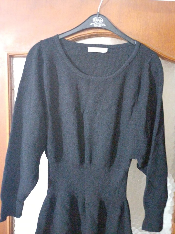 Siyah Örgü Uzun Kollu Kadın Kazak - Görsel 4