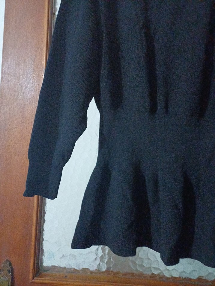 Siyah Örgü Uzun Kollu Kadın Kazak - Görsel 5