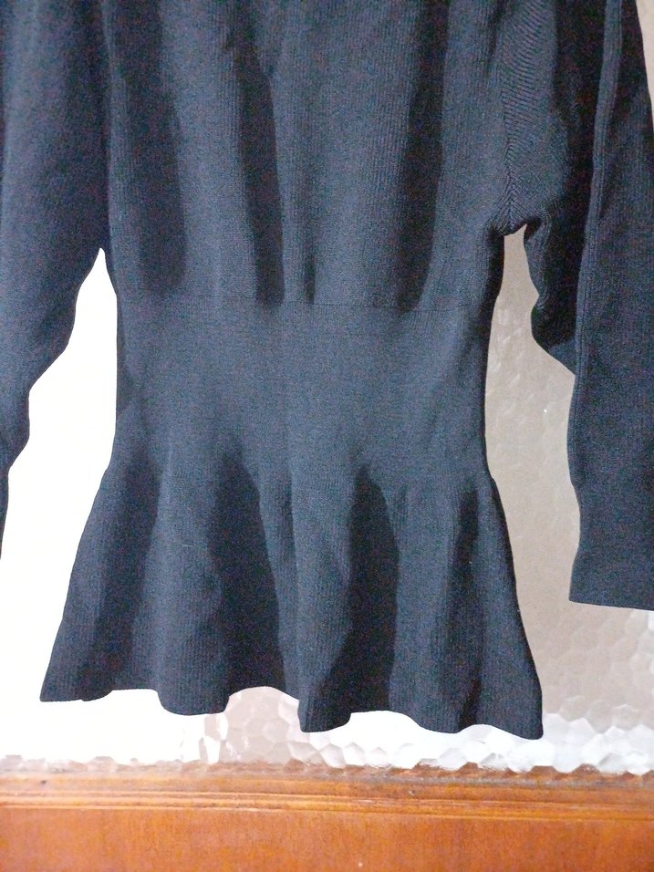 Siyah Örgü Uzun Kollu Kadın Kazak - Görsel 3