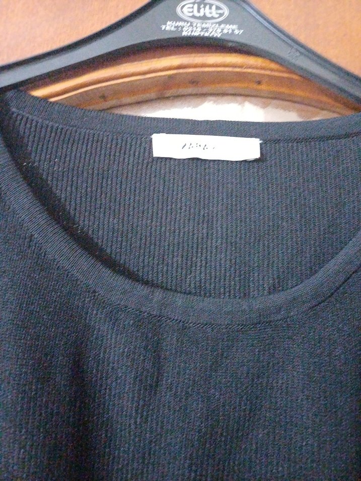 Siyah Örgü Uzun Kollu Kadın Kazak - Görsel 2