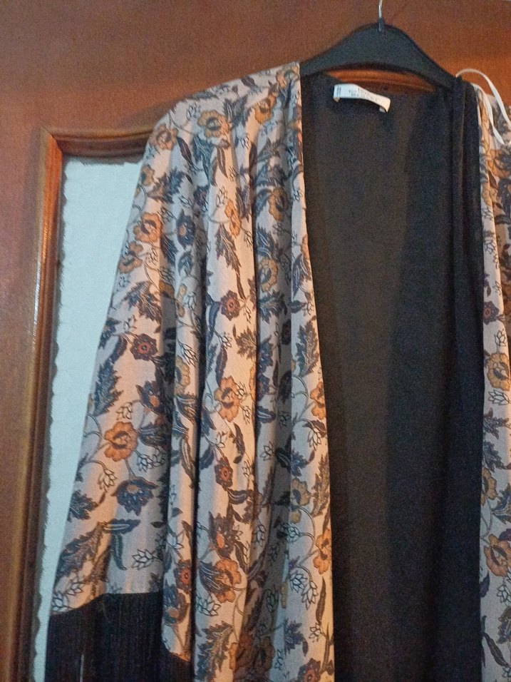 Bohem Gri Uzun Kimono Püsküllü - Görsel 2