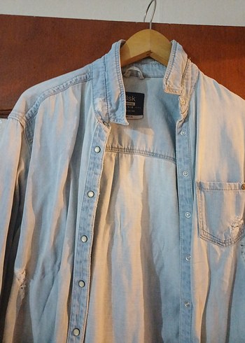 Mavi Denim Düğmeli Kadın Gömlek - Görsel 4