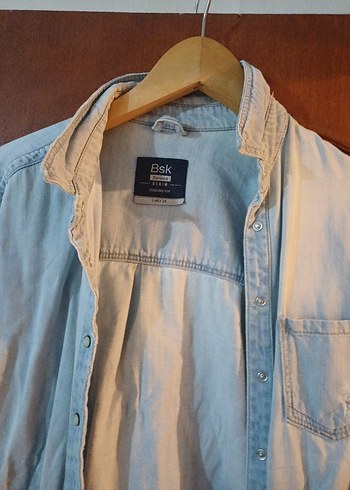 Mavi Denim Düğmeli Kadın Gömlek - Görsel 6